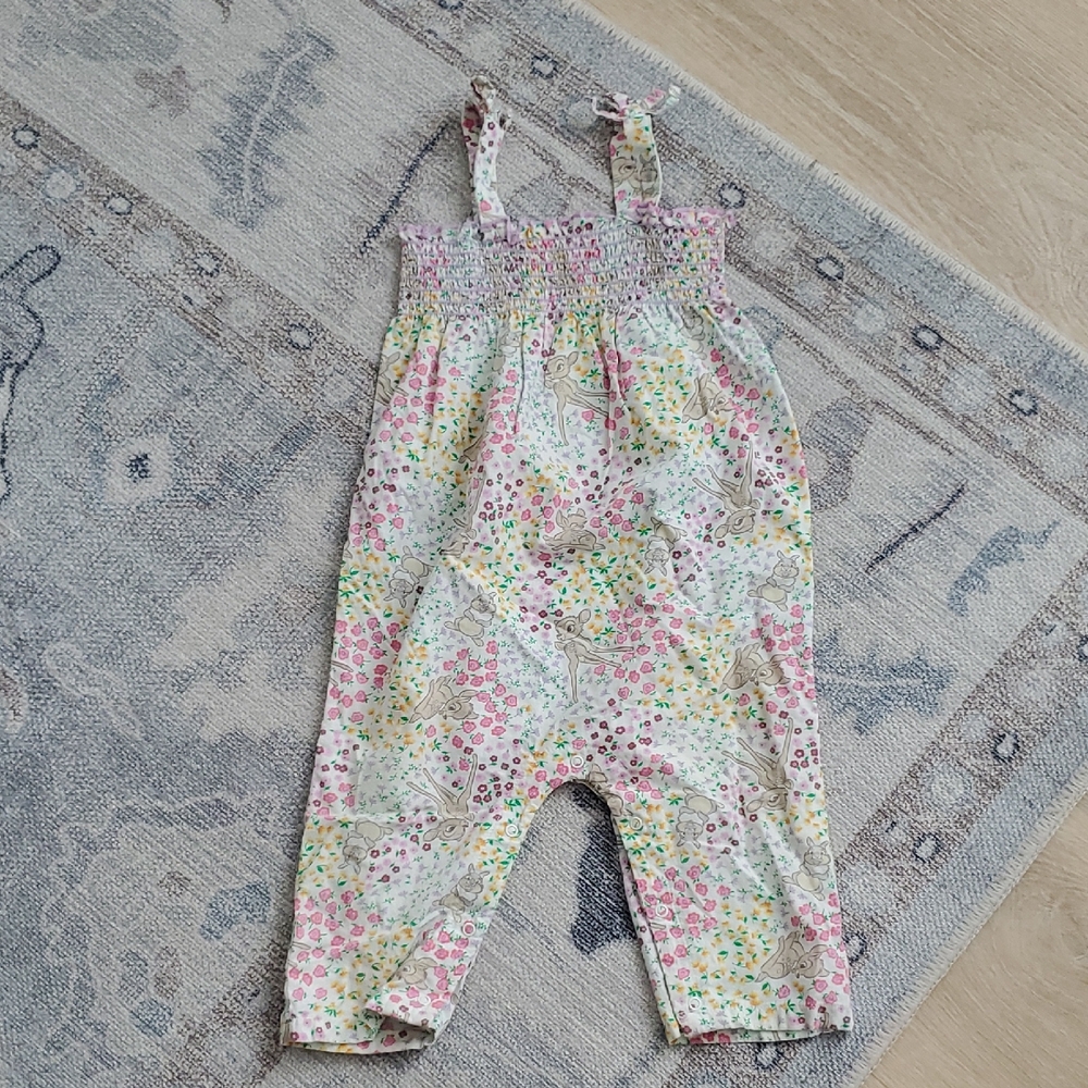 Disney Baby Girls Bambi Smocked Flower Print Romper Sz24m